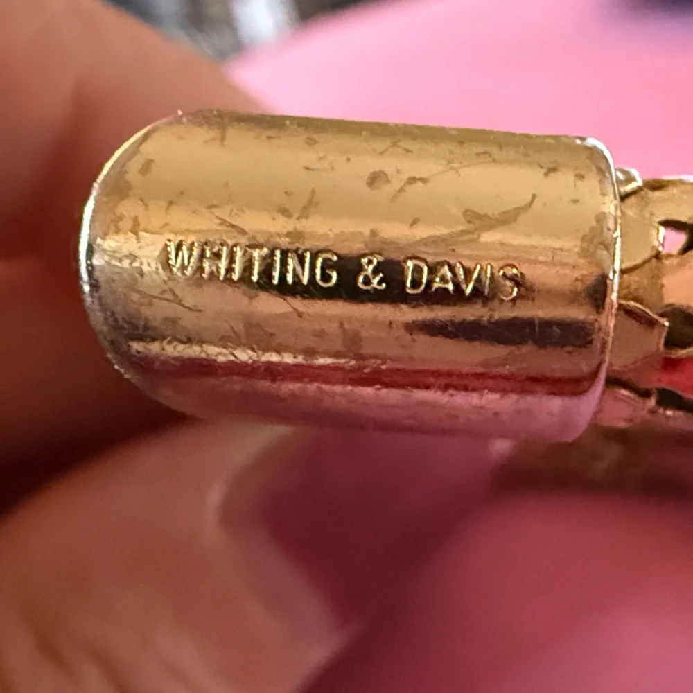 Vintage Whiting & Davis Gold Tone Mesh Heart Keychain Key‎ Ring Fob